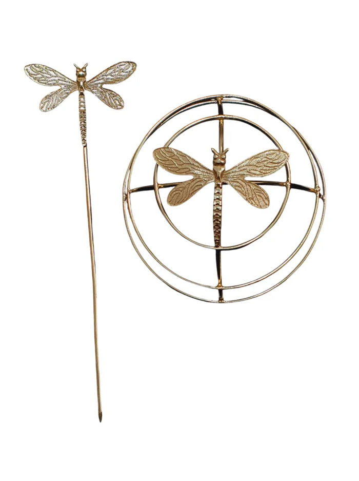 Golden Dragonfly Hair Bun Cage with Stick