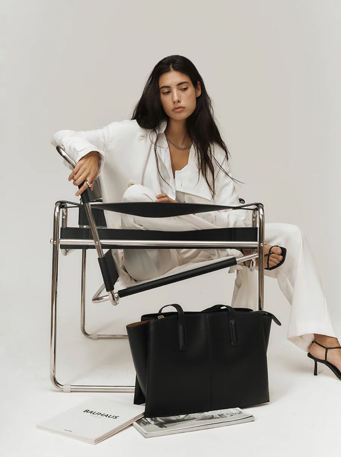 Paloma Vegan Leather Work Tote – Black