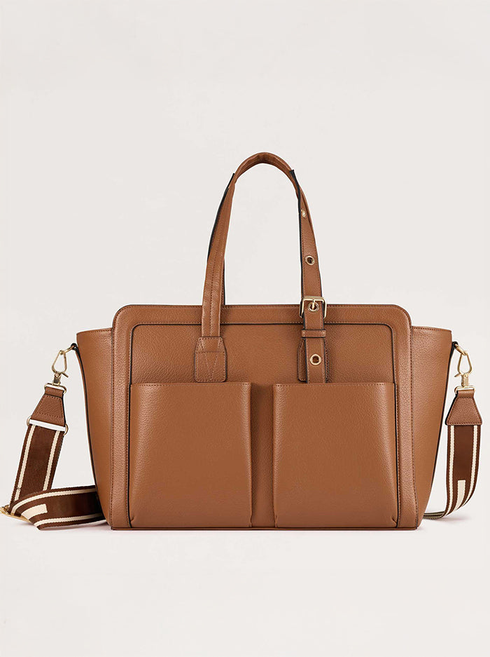Large Vegan Leather Tote Bag – Cinnamon Gold