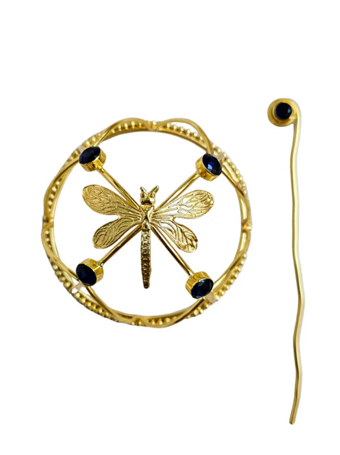 Midnight Dragonfly Hair Bun Cage