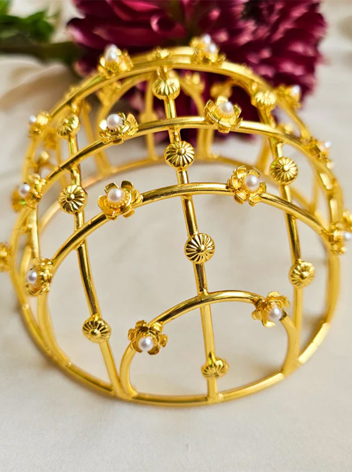 Golden Floral Hair Bun Cage