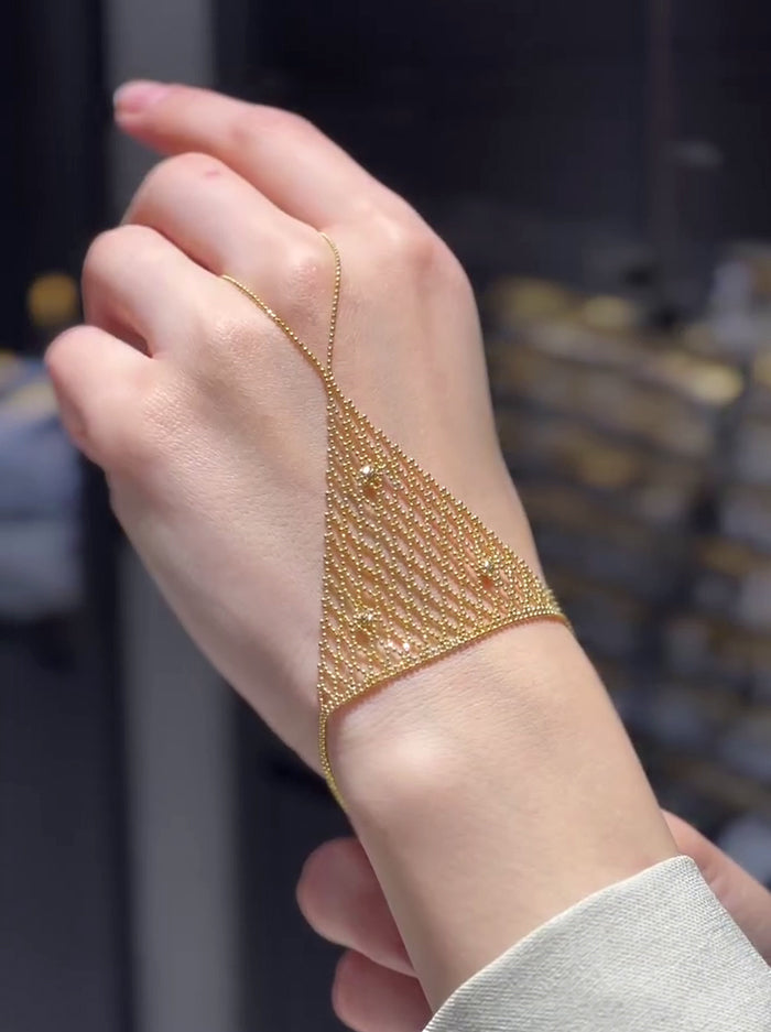 Luxe Gold Triangle Mesh Hand Harness Bracelet