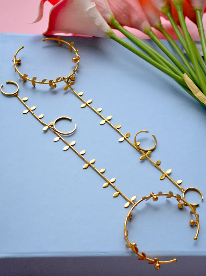 Gold Leaf Vine Hand Chain Pair of 2