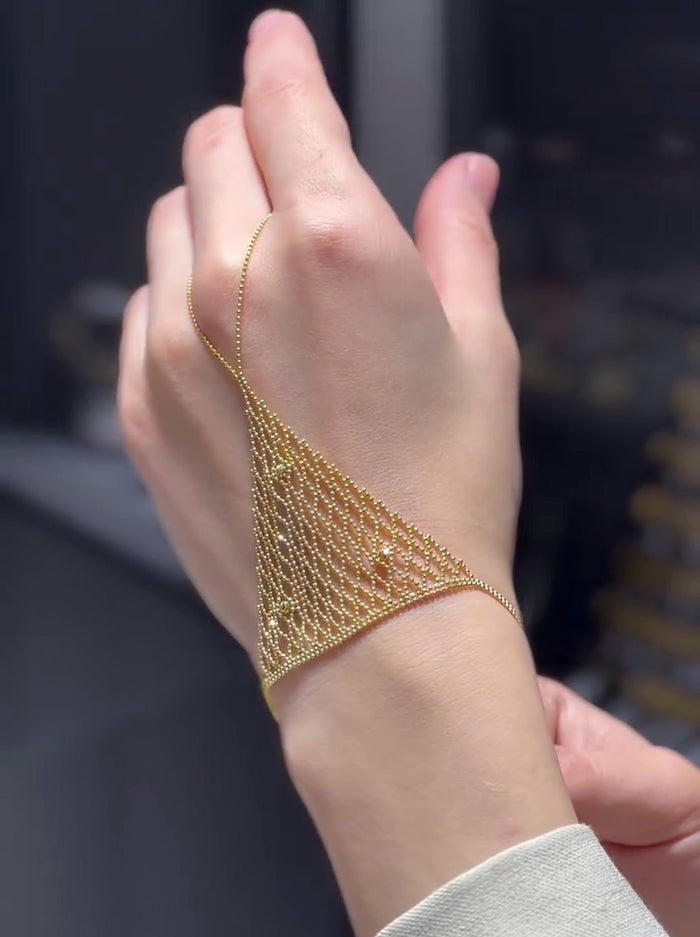Luxe Gold Triangle Mesh Hand Harness Bracelet