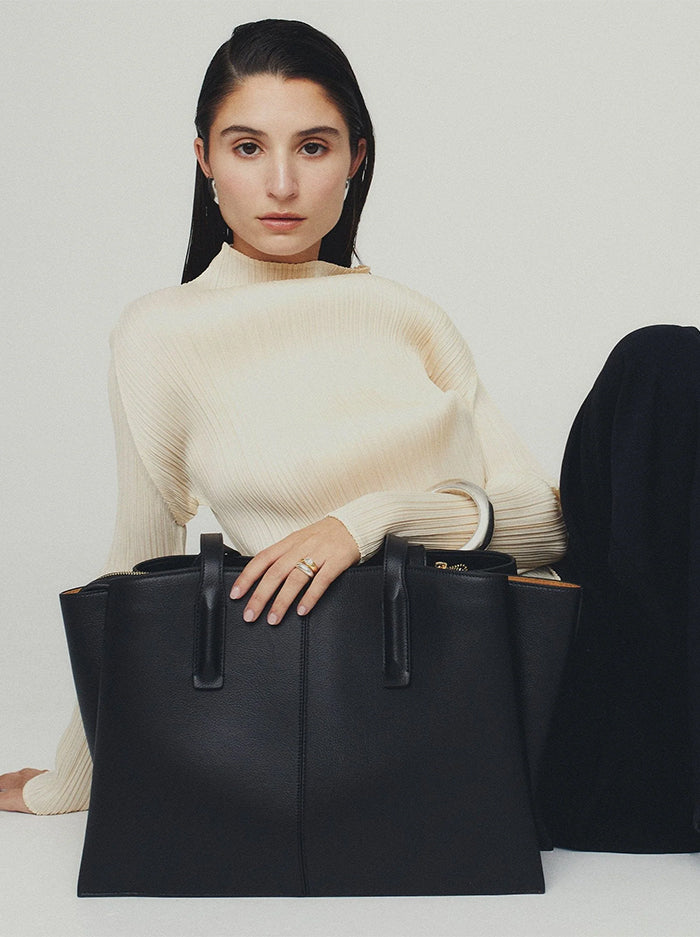 Paloma Vegan Leather Work Tote – Black