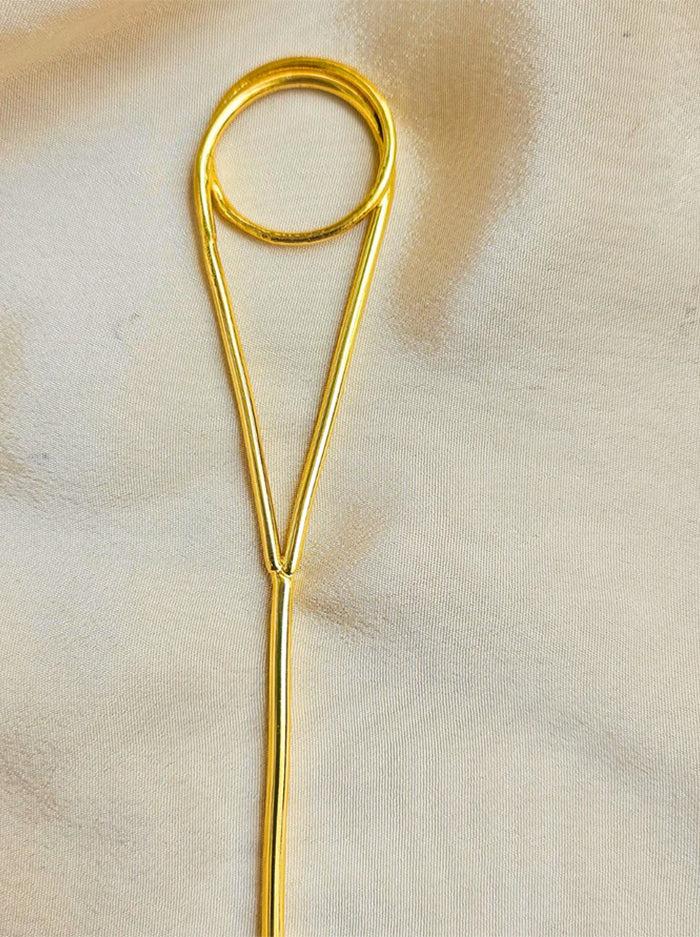 Golden Floral Hair Bun Cage with Leaf Design & Hair Stick