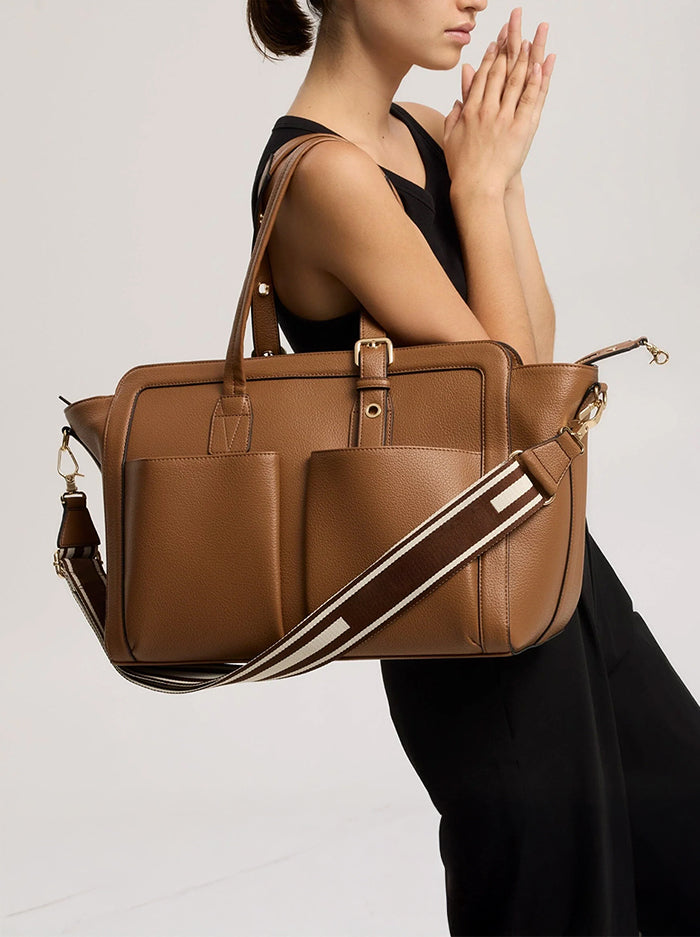 Large Vegan Leather Tote Bag – Cinnamon Gold