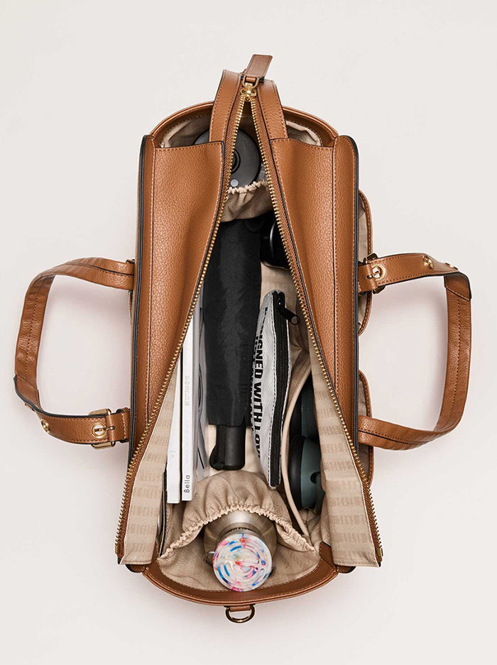 Large Vegan Leather Tote Bag – Cinnamon Gold